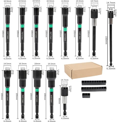 Multiple Größe Hexagonal Shanks Socket Bit Verlängerte Länge Sockel Für Elektrische Bohrer Und Schraubendreher Mit Verbesserung Der Sicheren Befestigung Des Magnetismus Multiple Größe Hexagonal Shanks Socket Bit Verlängerte Länge Sockel Für Elektrische Bohrer Und Schraubendreher Mit Verbesserung Der Sicheren Befestigung Des Magnetismus von Storage Bag