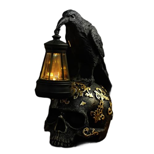 Storage Bag Automatische Illuminationen Solarleuchte Krähe Statue Form Kunstwerk Beleuchtung Harz Textur Für Hinterhof Jubiläum Geschenk Halloween Crow Decoration Solar Light Outdoor Harzstatue von Storage Bag