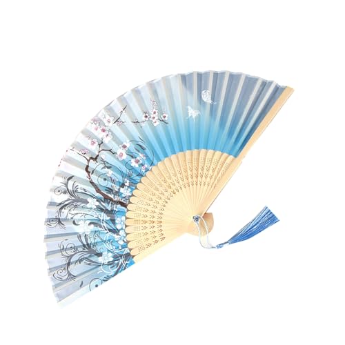 Storage Bag Handheld Chinese Folding Lüfter Klapper Handlüfter Faltbare Seidenbambus Fans Für Hochzeitskirchen Tanzparty Dekorationen Gehöcherte Hand Faltbare Lüfter von Storage Bag