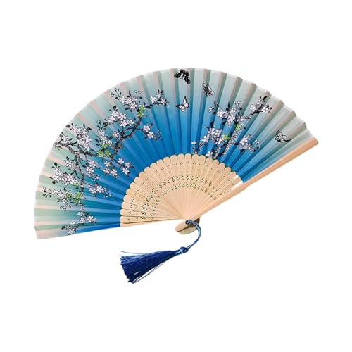 Storage Bag Klapper Handlüfter Mit Quasten Für Frauen Prom Partys Blumen Schmetterling Muster Chinesische Traditionelle Für Sammler Einzigartige Fan von Storage Bag