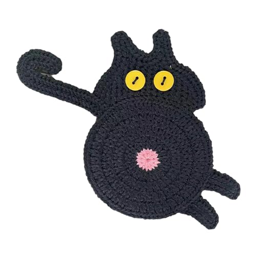 Storage Bag Schöne Gestrickte Katzen Untersetzer Langlebiger Hitzebeständiger Schüsselkissen Tischmatten Tassenkissen Für Zuhause Und Büro. Gebrauchsgestrickte Baumwollgarn von Storage Bag