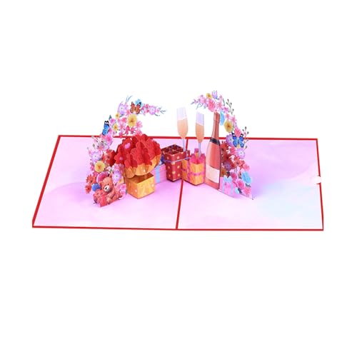 Storage Bag Weinglas Und Blumenpopup Karte Handgefertigte Grußkarte Mit Umschlag Für Valentinstag Jubiläumsgeschenk Für Frau Party Einladung von Storage Bag