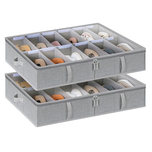 StorageWorks Schuhaufbewahrungs-Organizer für unter das Bett, Schuhaufbewahrungskorb mit Verstellbaren Trennwänden, Grau, 2er-Pack, für bis zu 24 Paar StorageWorks Schuhaufbewahrungs-Organizer für unter das Bett, Schuhaufbewahrungskorb mit Verstellbaren Trennwänden, Grau, 2er-Pack, für bis zu 24 Paar von StorageWorks