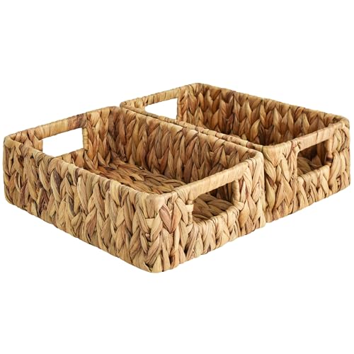 StorageWorks Wasserhyazinthenkörbe, Aufbewahrungskorb Geflochten mit Griff, Kleine Weidenkörbe zum Ordnen in Küche und Bad, 2er-Pack von StorageWorks