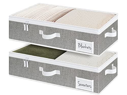 StorageWorksUnterbett-Aufbewahrungsboxmit ReiBverschlussen, Unterbett-Aufbewahrung, Kleider-Organizer mit stabiler Struktur, Grau, GroBe M, 2 Stuck StorageWorksUnterbett-Aufbewahrungsboxmit ReiBverschlussen, Unterbett-Aufbewahrung, Kleider-Organizer mit stabiler Struktur, Grau, GroBe M, 2 Stuck von StorageWorks