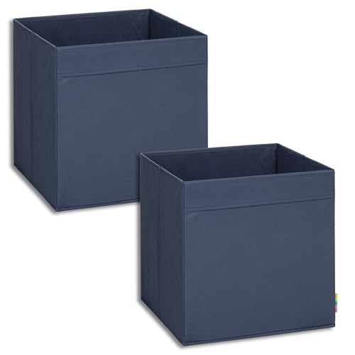 Storanda | 2er Set Aufbewahrungsbox Regal | Faltbare & Extra Stabile Kallax Boxen Aufbewahrung | Aufbewahrungskorb Regalbox Würfelregal | Ideal für Zuhause & Kinderzimmer | 33x33x33 cm | Dunkelblau von Storanda