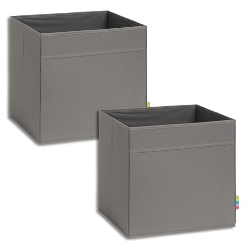 Storanda | 2er Set Aufbewahrungsbox Regal | Faltbare & Extra Stabile Kallax Boxen Aufbewahrung | Aufbewahrungskorb Regalbox für Würfelregal | Ideal für Zuhause & Kinderzimmer | 33x33x33 cm | Anthrazit von Storanda