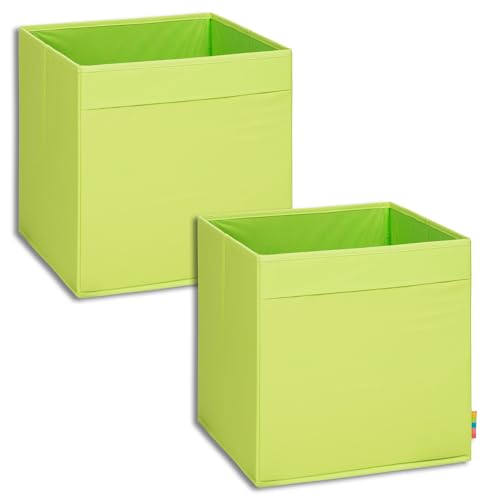 Storanda | 2er Set Aufbewahrungsbox Regal | Faltbare & Extra Stabile Kallax Boxen Aufbewahrung | Aufbewahrungskorb Regalbox für Würfelregal | Ideal für Zuhause & Kinderzimmer | 33x33x33 cm | Apfelgrün von Storanda
