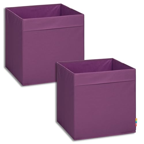 Storanda | 2er Set Aufbewahrungsbox Regal | Faltbare & Extra Stabile Kallax Boxen Aufbewahrung | Aufbewahrungskorb Regalbox für Würfelregal | Ideal für Zuhause & Kinderzimmer | 33x33x33 cm | Brombeere von Storanda