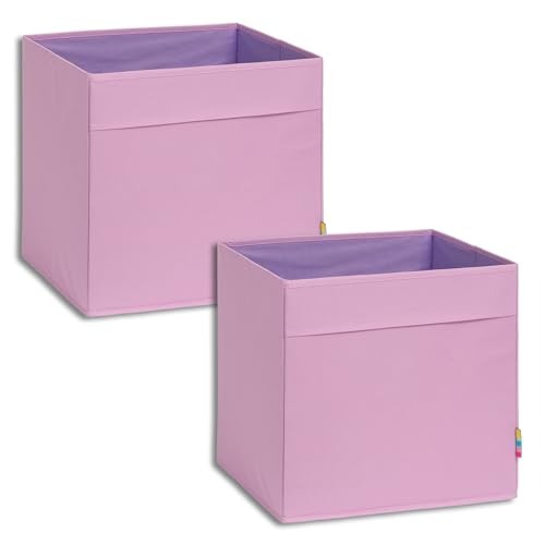 Storanda | 2er Set Aufbewahrungsbox Regal | Faltbare & Extra Stabile Kallax Boxen Aufbewahrung | Aufbewahrungskorb Regalbox für Würfelregal | Ideal für Zuhause & Kinderzimmer | 33x33x33 cm | Flieder von Storanda