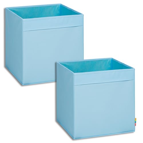 Storanda | 2er Set Aufbewahrungsbox Regal | Faltbare & Extra Stabile Kallax Boxen Aufbewahrung | Aufbewahrungskorb Regalbox für Würfelregal | Ideal für Zuhause & Kinderzimmer | 33x33x33 cm | Hellblau von Storanda