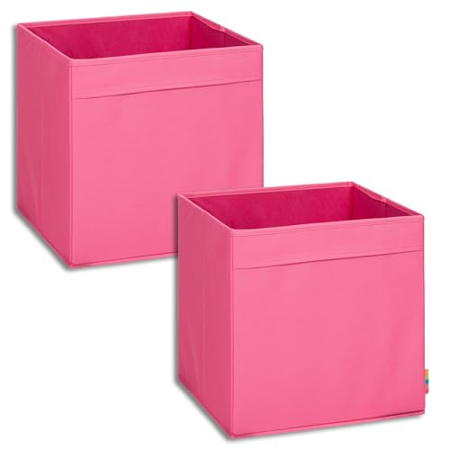 Storanda | 2er Set Aufbewahrungsbox Regal | Faltbare & Extra Stabile Kallax Boxen Aufbewahrung | Aufbewahrungskorb Regalbox für Würfelregal | Ideal für Zuhause & Kinderzimmer | 33x33x33 cm | Pink von Storanda