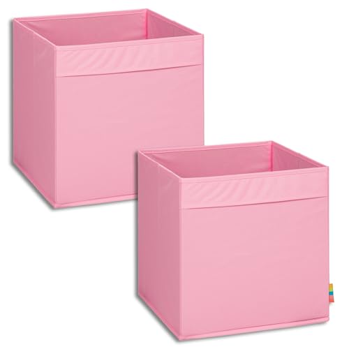 Storanda | 2er Set Aufbewahrungsbox Regal | Faltbare & Extra Stabile Kallax Boxen Aufbewahrung | Aufbewahrungskorb Regalbox für Würfelregal | Ideal für Zuhause & Kinderzimmer | 33x33x33 cm | Rosa von Storanda