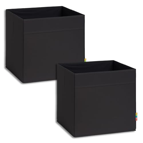 Storanda | 2er Set Aufbewahrungsbox Regal | Faltbare & Extra Stabile Kallax Boxen Aufbewahrung | Aufbewahrungskorb Regalbox für Würfelregal | Ideal für Zuhause & Kinderzimmer | 33x33x33 cm | Schwarz von Storanda