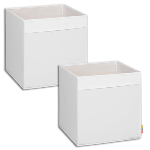 Storanda | 2er Set Aufbewahrungsbox Regal | Faltbare & Extra Stabile Kallax Boxen Aufbewahrung | Aufbewahrungskorb Regalbox für Würfelregal | Ideal für Zuhause & Kinderzimmer | 33x33x33 cm | Weiß von Storanda