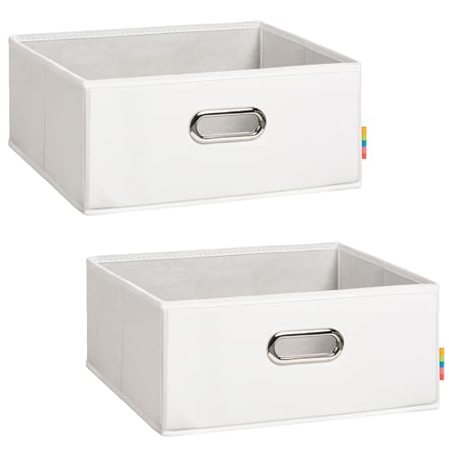 Storanda | 2er Set | LEA Aufbewahrungsbox Halbhoch Regal | Korb Regalbox für Würfelregal Kallax | Aufbewahrung Schlafzimmer, Bad, Büro, Kinderzimmer | Einsatz Schubladentrenner | 33x33x16 cm | Weiß von Storanda