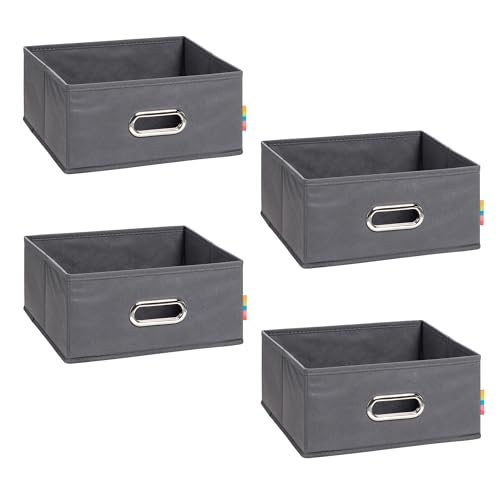 Storanda | 4er Set | MIA Aufbewahrungsbox Halbhoch Regal | Korb Regalbox für Würfelregal Kallax | Aufbewahrung Schlafzimmer, Bad, Büro | Einsatz Schubladentrenner | 28x28x14 cm | Anthrazit von Storanda