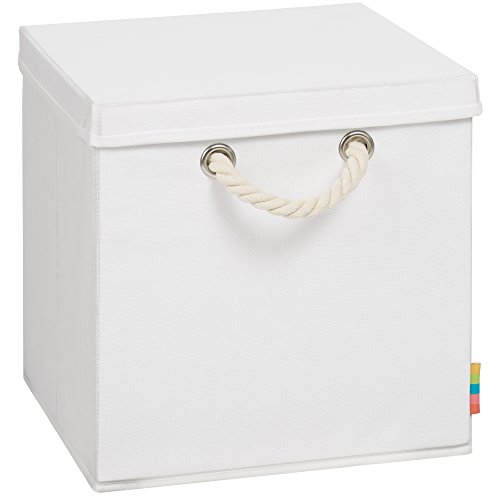 Storanda | Aufbewahrungsbox LEO + Deckel | Faltbox mit Kordel | 30x30x30 cm | Weiß von Storanda