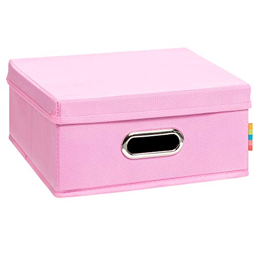 Storanda | MIA Aufbewahrungsbox Halbhoch mit Deckel | Korb Regalbox für Würfelregal Kallax | Aufbewahrung für Schlafzimmer, Bad, Büro | Einsatz Schubladentrenner | 28x28x14 cm | Rosa von Storanda