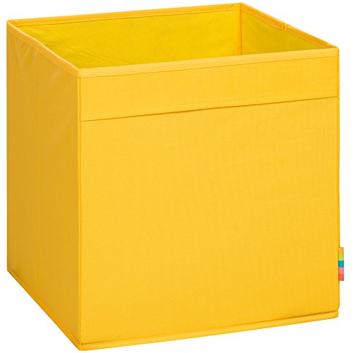 Storanda | MIO Aufbewahrungsbox Regal | Faltbare & Extra Stabile Kallax Boxen Aufbewahrung | Aufbewahrungskorb Regalbox für Würfelregal | Ideal für Zuhause & Kinderzimmer | 33x33x33 cm | Gelb von Storanda