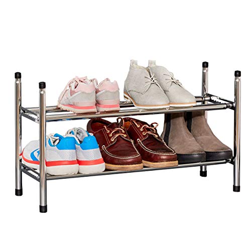 LOVE IT STORE IT Schuhregal Metall - Schuhregal schmal für bis zu 10 Schuhe - Aus Chrom - Stapelbar und stabil - Schmales Regal für Schuhaufbewahrung von LOVE !T STORE !T