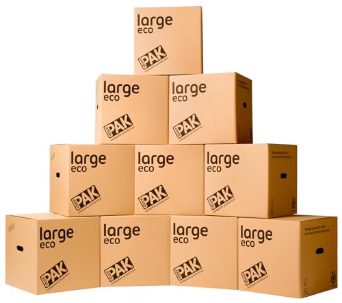 StorePAK Eco Storage Umzugskartons mit Griffen, 64 Liter, 100% recycelbar, H 40,5 x B 40,5 x T 40,5 cm, 10 Stück von StorePAK