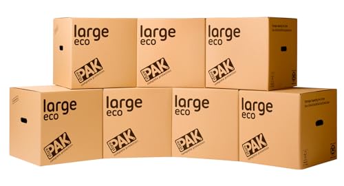 StorePAK Große Öko Box PK 7 – Archivkartons mit Griffen, 64 Liter, 100% recycelbar, H 40,5 x B 40,5 x T 40,5 cm, braun von StorePAK