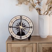 Kompass Uhr, Uhr Aus Holz, Geschenk Sailor, Moderne Wanduhr, Moderner Stiller Mechanismus, Holz Wandbehang von StoreWoodUA