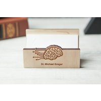 Psychologe-Kartenhalter, Personalisierte Visitenkarte Halter Arzt, Psychiater Geschenke, Psychologe Desktop Visitenkarteninhaber von StoreWoodUA