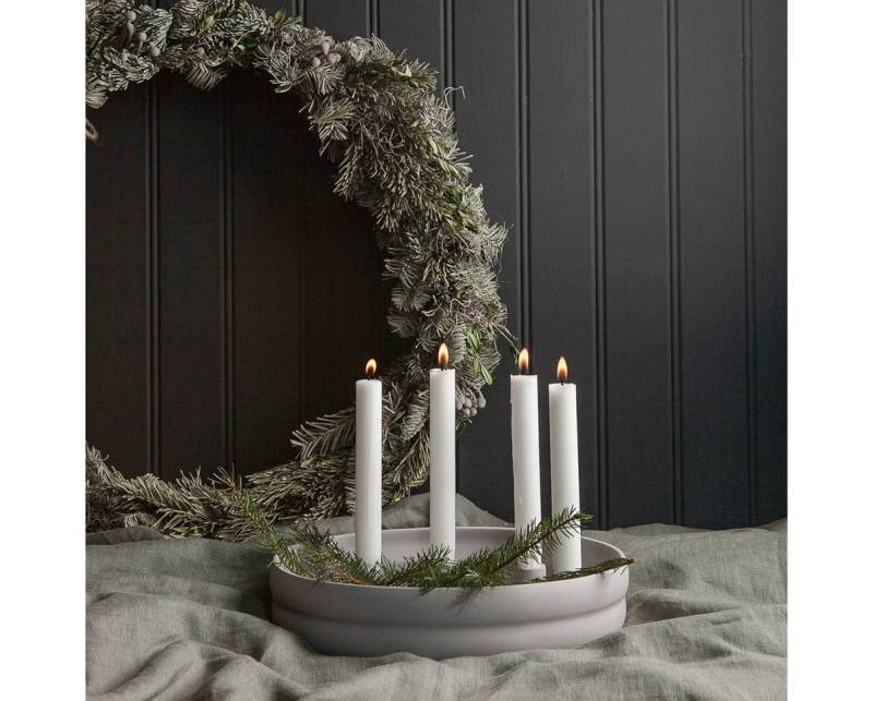 Storefactory Kerzenhalter Adventsschale Kvistholmen in hellgrau für 4 Stabkerzen von Storefactory