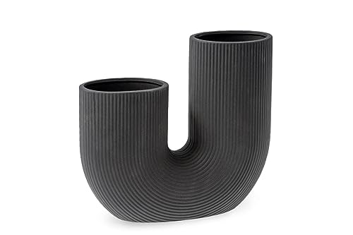 Storefactory - Stråvalla - Vase - U Vase - Bogenvase - Keramik - Dunkelgrau - Maße (LxBxH): 24 x 7 x 21 cm von Storefactory