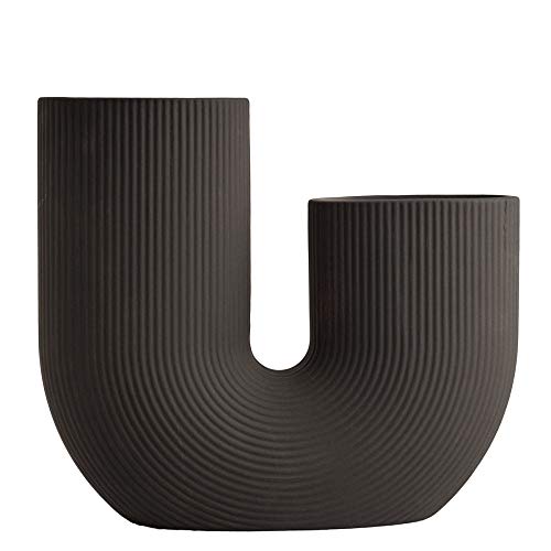 Storefactory - Stråvalla - Vase - U Vase - Bogenvase - Keramik - Dunkelgrau - Maße (LxBxH): 24 x 7 x 21 cm von Storefactory