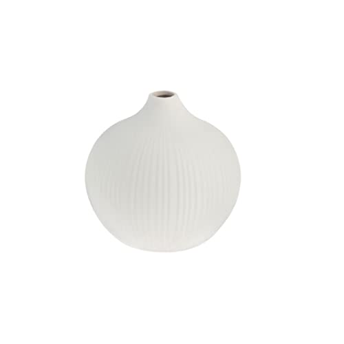 Storefactory - Vase, Blumenvase - Fröbacken - Keramik - geriffelt - Farbe: weiß - (ØxH) 13 x 13 cm - Größe: medium von Storefactory