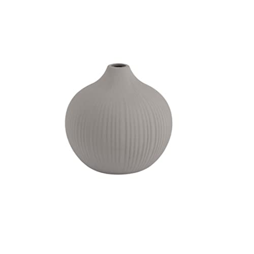 Storefactory - Vase, Blumenvase - Fröbacken - Keramik - gerippt - Farbe: Light Grey - (ØxH) 10 x 10 cm - Größe: small von Storefactory