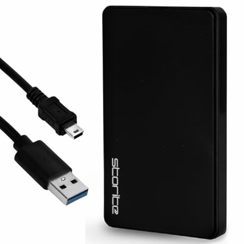 Storite 500GB tragbare Externe Festplatte, Backup-Speicherlaufwerk mit USB 2.0, ultraschnelle Datenübertragung, kompakte Festplatte, kompatibel mit PC, MAC, Windows, Laptop, Desktop (schwarz) von Storite