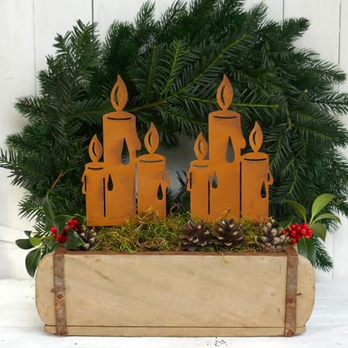 2er Set Kerzengruppe zum Stecken in Edelrost 18cm von Storm's Gartenzaubereien