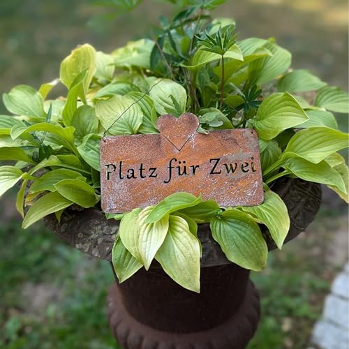 Gartenschild "Platz für Zwei" mit Herz, Edelrost Metalldeko rostige Gartendeko zum Hängen von Storm's Gartenzaubereien