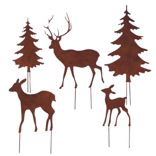 Gartenstecker Deko Rehe und Hirsche mit 2 Tannen in Rostpotik 5er Set - Weihnachtsdeko zum Basteln - Gartendeko Gartenstecker Deko Rehe und Hirsche mit 2 Tannen in Rostpotik 5er Set - Weihnachtsdeko zum Basteln - Gartendeko von Storm's Gartenzaubereien