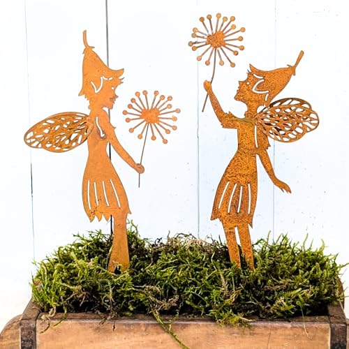 Gartenstecker Elfen- Feenstecker 2er Set - mit 2D-Flügeln in Rostoptik - Zauberhafte Balkon- und Garten-Deko - Feenfiguren - Zaundeko Gartenstecker Elfen- Feenstecker 2er Set - mit 2D-Flügeln in Rostoptik - Zauberhafte Balkon- und Garten-Deko - Feenfiguren - Zaundeko von Storm's Gartenzaubereien