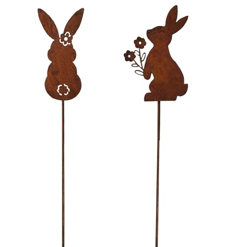 Gartenstecker Hasen - Edelrost Deko für Ostern - 2er Set Rost Hasen - Osterdeko Rostoptik - wetterfest - Metall Beetstecker für Garten -Balkon Gartenstecker Hasen - Edelrost Deko für Ostern - 2er Set Rost Hasen - Osterdeko Rostoptik - wetterfest - Metall Beetstecker für Garten -Balkon von Storm's Gartenzaubereien