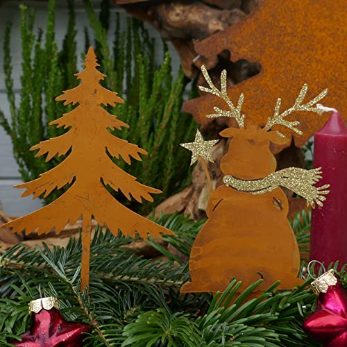 Hirsch Deko - Elch mit Stern und Tannenbaum in Rostoptik zum Stecken für die Weihnachtsdeko Hirsch Deko - Elch mit Stern und Tannenbaum in Rostoptik zum Stecken für die Weihnachtsdeko von Storm's Gartenzaubereien