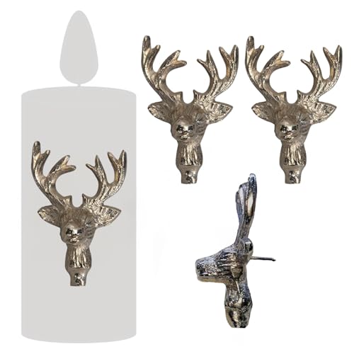 Kerzenpin Deko Hirsch in Silber 6cm - Kerzenstecker für Stumpenkerzen Weihnachtdeko für Festdinner Kerzenpin Deko Hirsch in Silber 6cm - Kerzenstecker für Stumpenkerzen Weihnachtdeko für Festdinner von Storm's Gartenzaubereien