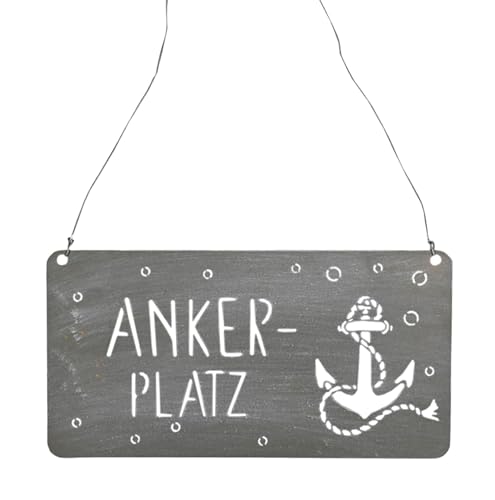 Maritime Deko Schild Ankerplatz- Robustes Metall, Grau - Vielseitig für Innen und Außen - Ankerplatz Schriftzug von Storm's Gartenzaubereien