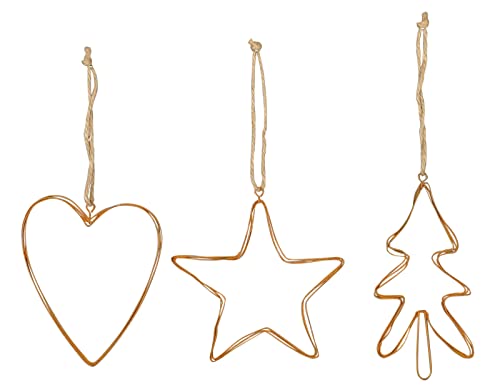 Nostalgischer Christbaumschmuck zum Anhängen in Rost 3er Set Baum - Herz - Stern Drahtdeko von Storm's Gartenzaubereien