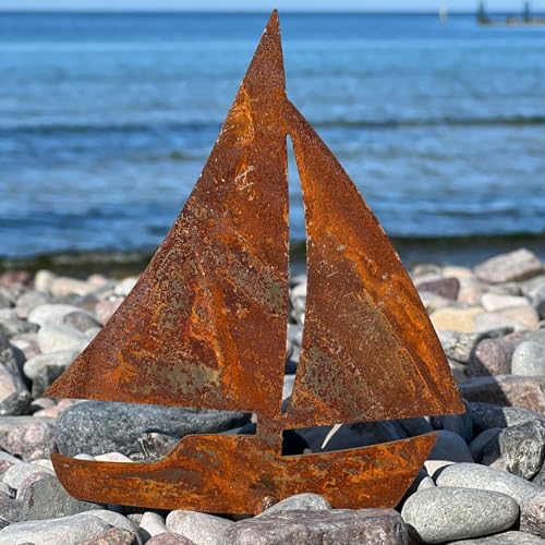 Schiff - Segelboot Gartendeko Metall zum Einschrauben vorgerostet 16cm in Rostoptik von Storm's Gartenzaubereien