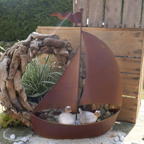 Storm's Gartenzaubereien Deko-Segelboot - Vielseitig Bepflanzbar - Metall Rostoptik - Maritime Gartendeko - Schiffsgeschenk von Storm's Gartenzaubereien