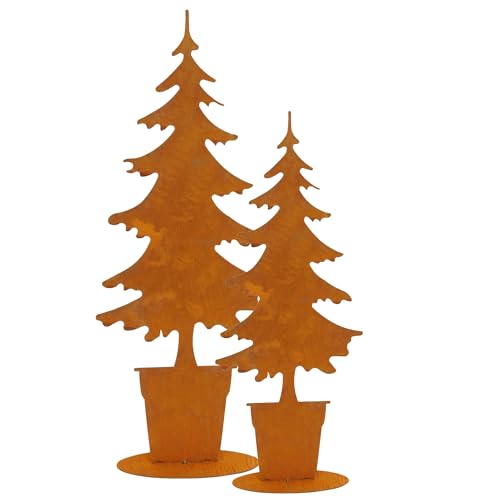 Storm's Gartenzaubereien Tannenbaum Rostdeko aus Metall groß und klein in Rostoptik 75-57cm Weihnachtsdeko von Storm's Gartenzaubereien