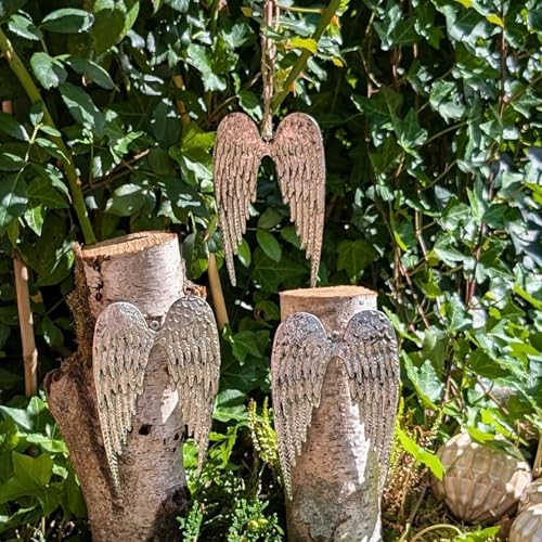 Engelsflügel Metall Silber 3er Set - Juteband zum Aufhängen - zum Basteln, Türkranz, Schutzengel - Gartendeko Geschenkidee von Storm's Gartenzaubereien