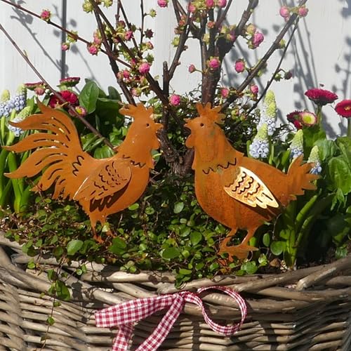 Storm's Gartenzaubereien Huhn und Hahn mit Dorn, Blumenstecker, Rostdeko, Edelrost, Metalldeko im 2er Set Storm's Gartenzaubereien Huhn und Hahn mit Dorn, Blumenstecker, Rostdeko, Edelrost, Metalldeko im 2er Set von Storm's Gartenzaubereien