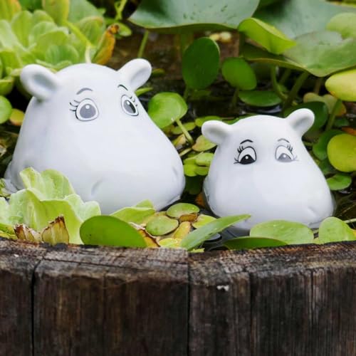 Storm's Gartenzaubereien Keramik Hippos schwimmende Deko für Mini-Teiche & Innenbereich naturgetreue Tierfiguren Teichdeko, Gartenfigur von Storm's Gartenzaubereien